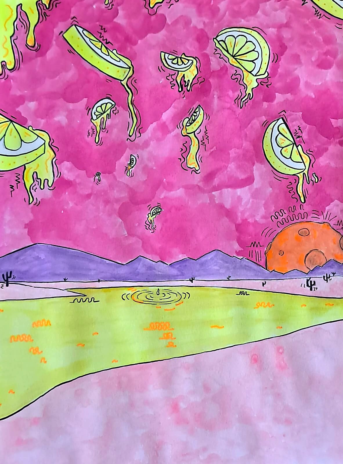 Lluvia ácida III, Iraya, 2025. Acuarela y tinta sobre papel.